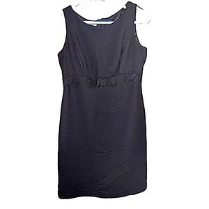 Evan Picone Black Shift Dress with Ribbon Detail